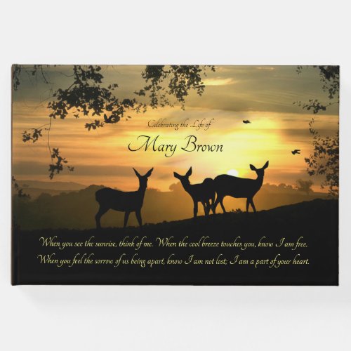 Spiritual Celebration of Life Deer and Poem Guest  Guest Book