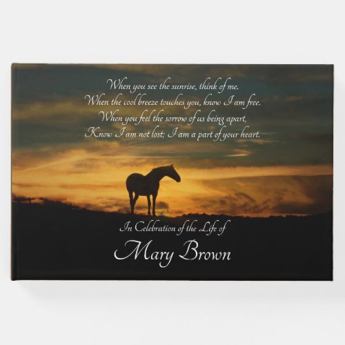 Spiritual Celebration of Life Horse and Sunset Gue Guest Book