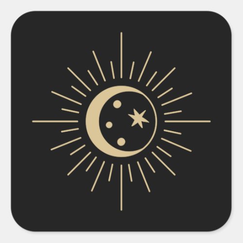 Spiritual Celestial Crescent Moon Square Sticker