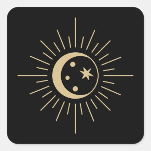 Spiritual Celestial Crescent Moon Square Sticker