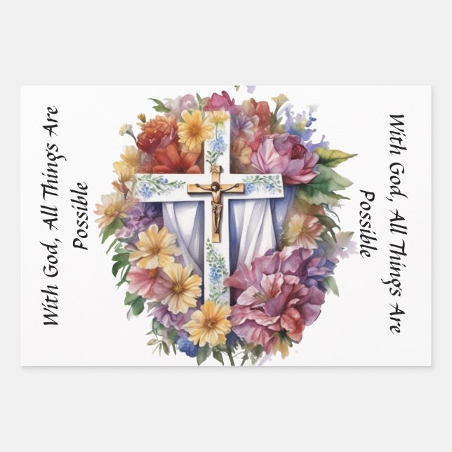 Spiritual Christian Symbols for Comfort Wrapping Paper Sheets (Front)