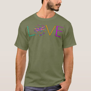 Spiritual Colorful Dragon Fly Peace Love Sign T-Shirt
