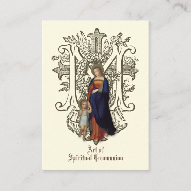 SPIRITUAL COMMUNION HOLY CARD CATHOLIC PRAYER (Front)