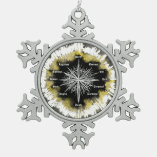 Spiritual Compass Snowflake Pewter Christmas Ornament