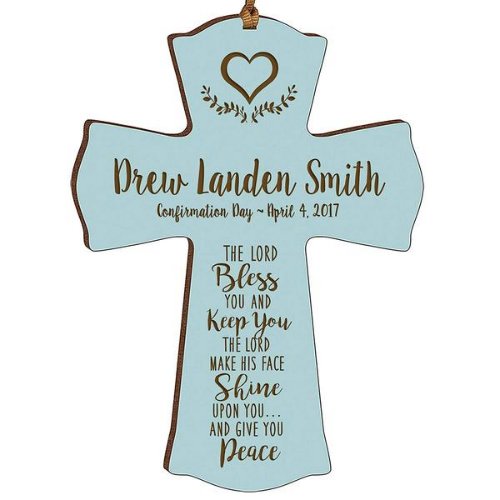Spiritual Confirmation Day Engraved Blue Ornament