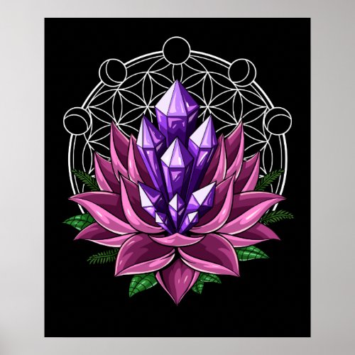 Spiritual Crystals Lotus Poster