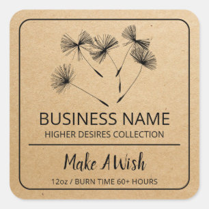 Spiritual Dandelion Seed Soy Candle Product Labels