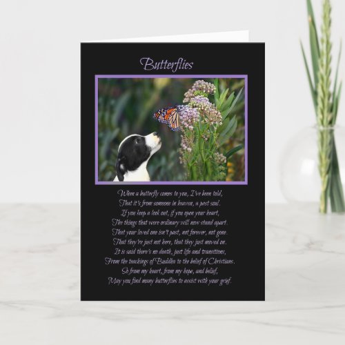 Spiritual Dog and Butterfly Sympathy Poem Card