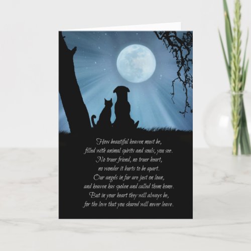 Spiritual Dog and Cat Pet Sympathy Card