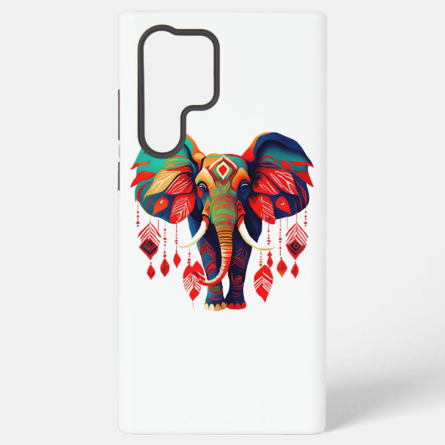 Spiritual Elephant with Red Feathers Samsung Galaxy Case (Back)