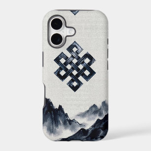 Spiritual Endless Knot Japanese Ink Mountains iPhone 17 Case