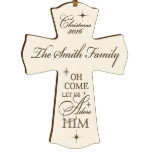 Spiritual Engraved Cross Shaped Christmas Ornament<br><div class="desc">These fully custom cross ornaments allow you to showcase your special announcement with your families. Create a cherished keepsake with your name and year to create a truly stunning gift that your family will love this Christmas year. Your details will be laser engraved into our exclusive personalized cross by LifeSong...</div>