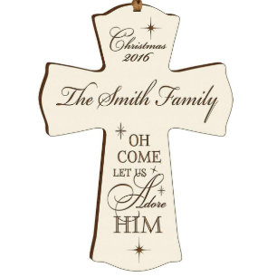 Spiritual Engraved Cross Shaped Christmas Ornament