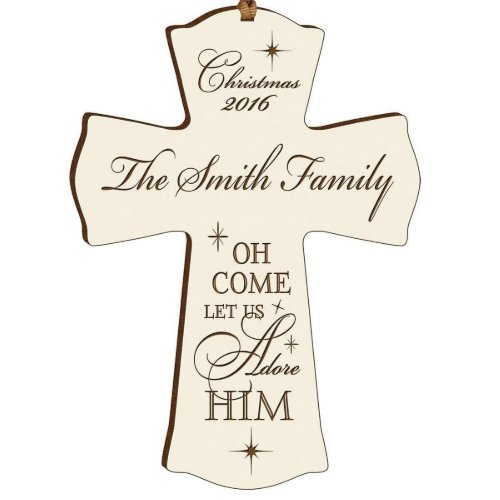 Spiritual Engraved Cross Shaped Christmas Ornament