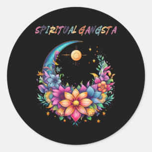 Spiritual Gangsta Floral Moon Yoga Meditation Mand Classic Round Sticker