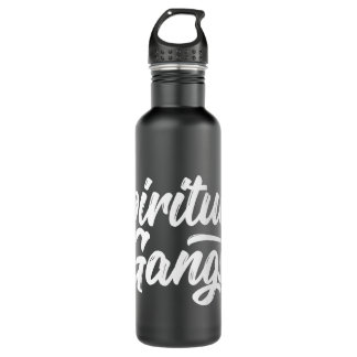Spiritual Gangsta Funny Yoga Quote in White Text Stainless Steel Water Bottle