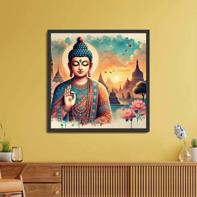 Spiritual Gautam Buddha artwork Framed Art (Living Room)