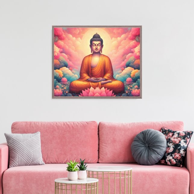 Spiritual Gautam Budh artwork for calm happiness Canvas Print (Insitu(LivingRoom))