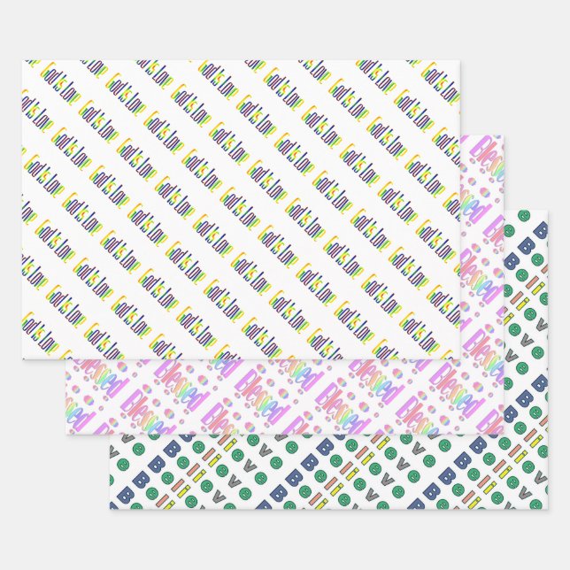 Spiritual God Is Love, Believe and Blessed Wrapping Paper Sheets (Set)