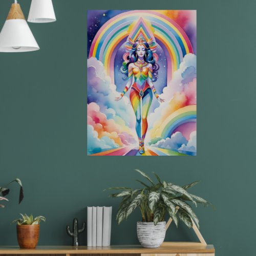 Spiritual Goddess Soul Travel Rainbow Aura Woman Poster