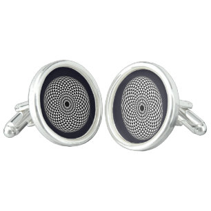 Spiritual Gray White Mandala Geometric Oriental Cufflinks