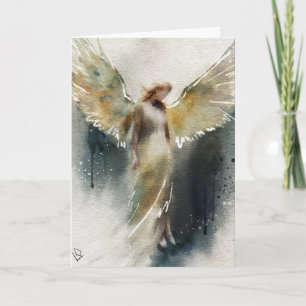 Spiritual Greeting Card Design, Angel Watercolor 