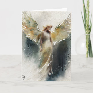 Spiritual Greeting Card Design, Angel Watercolor