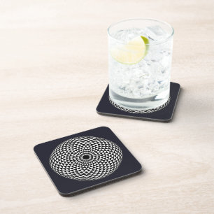 Spiritual Grey White Mandala Geometric Oriental Beverage Coaster