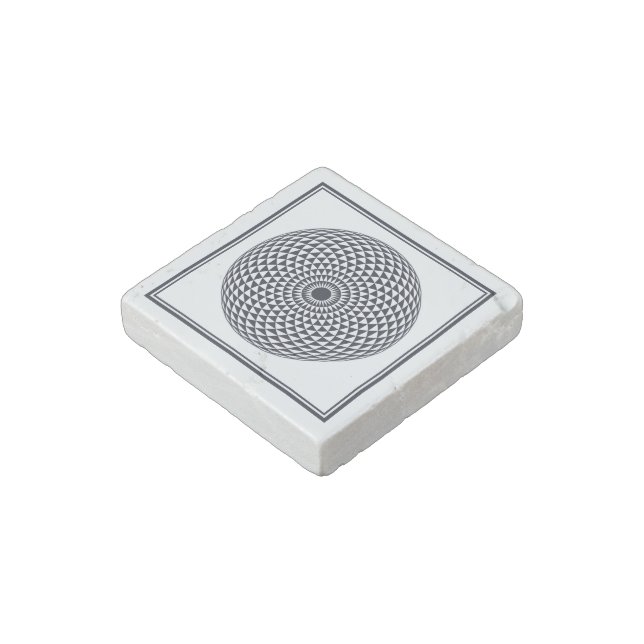 Spiritual Grey White Mandala Geometric Oriental Stone Magnet (Angled)