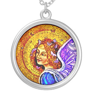 Spiritual Guardian Angel Talisman Silver Plated Necklace