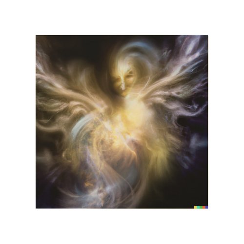 Spiritual guardian angel with wings spirit guide  wood wall art
