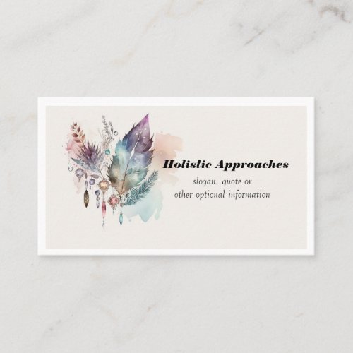 Spiritual Healing _ Feathers and Crystals Business Card