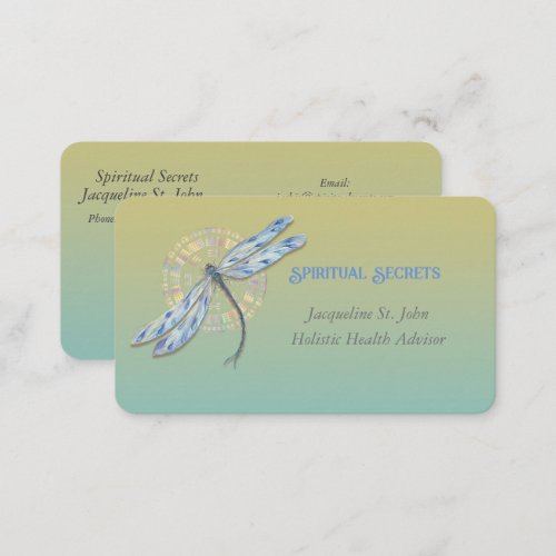 Spiritual Healing With Watercolor Dragonfly Business Card