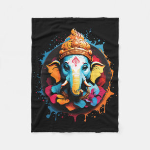 Spiritual Hindu Ganesh Retro Diwali Festival Yoga  Fleece Blanket
