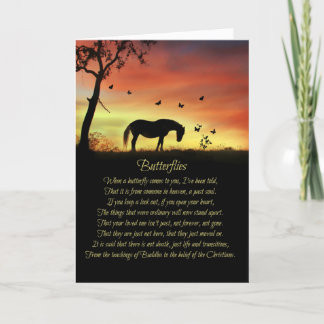 Spiritual Horse Sympathy, Butterfly Sympathy Card