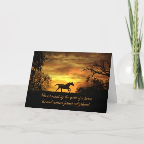 Spiritual Horse Sympathy Card with Horse  Sunset