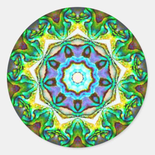 Spiritual Iridescent Paua Shell Fractal Classic Round Sticker