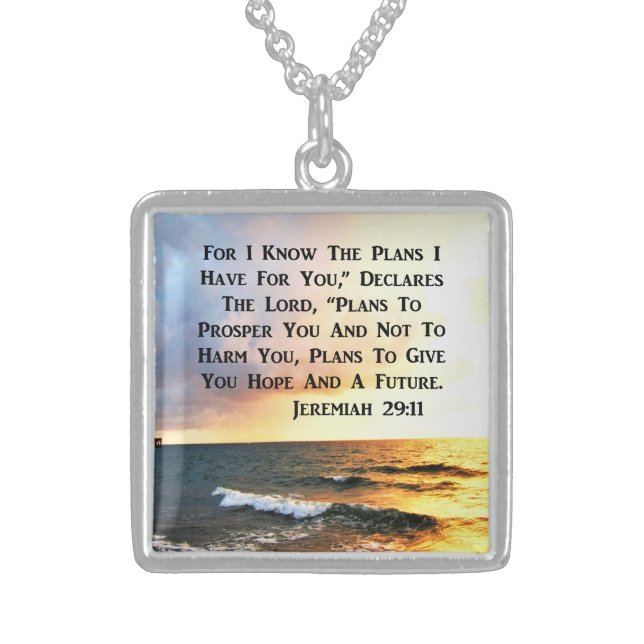 SPIRITUAL JEREMIAH 29:11 OCEAN DESIGN STERLING SILVER NECKLACE (Front)