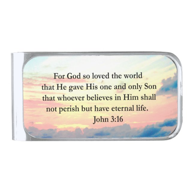 SPIRITUAL JOHN 3:16 PHOTO SILVER FINISH MONEY CLIP (Front)