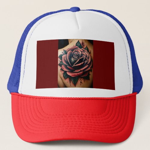 Spiritual Journey Tattoo Style Rose Compass Truck Trucker Hat