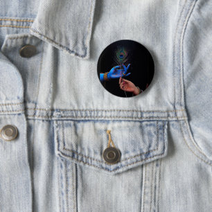 Spiritual Krishna Hand with Flute Aesthetic Pinbac Button