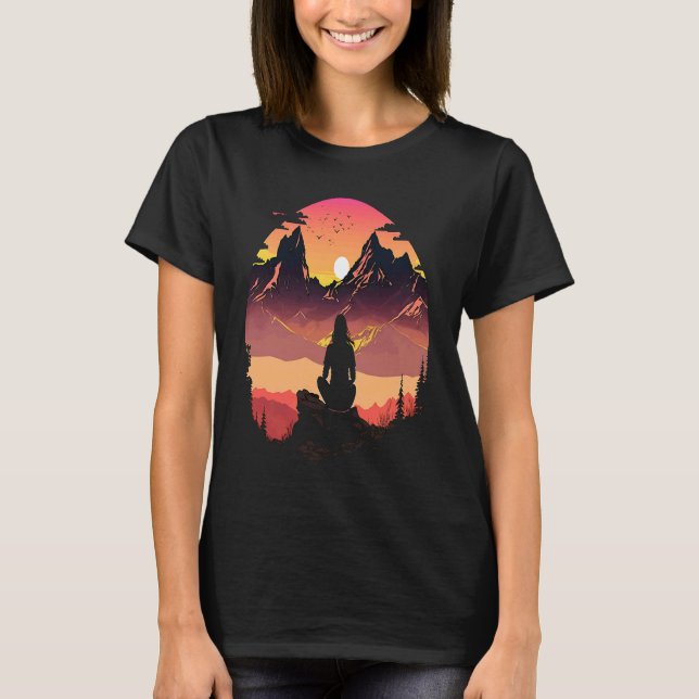 Spiritual Life Enthusiasts Mom Doing Meditation In T-Shirt (Front)
