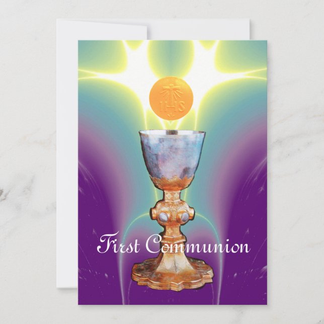 SPIRITUAL LIGHT 1st Holy Communion / Christening Invitation (Front)