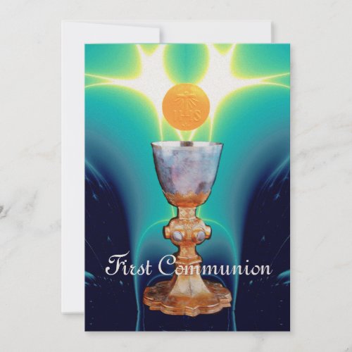 SPIRITUAL LIGHT 1st Holy Communion  Christening Invitation