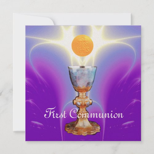 SPIRITUAL LIGHT 1st Holy Communion  Christening Invitation