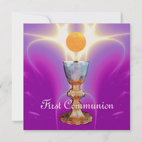 SPIRITUAL LIGHT 1st Holy Communion  Christening Invitation