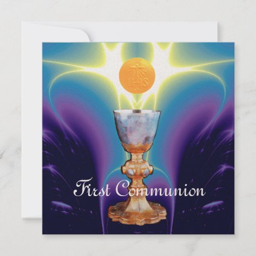 SPIRITUAL LIGHT 1st Holy Communion  Christening Invitation