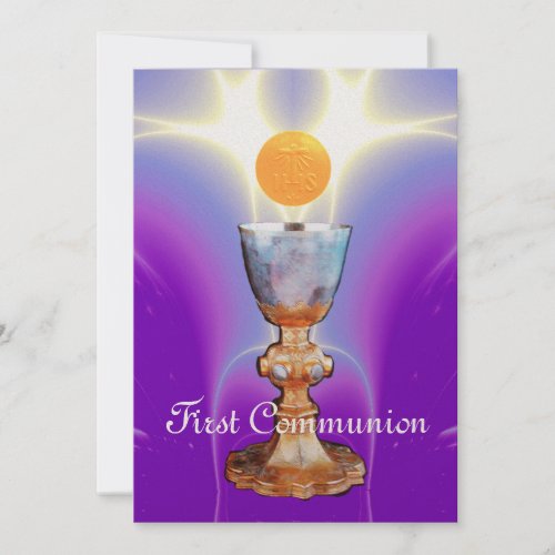 SPIRITUAL LIGHT 1st Holy Communion  Christening Invitation