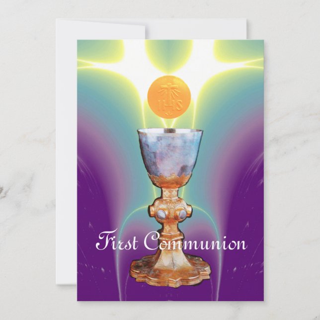 SPIRITUAL LIGHT 1st Holy Communion / Christening Invitation (Front)