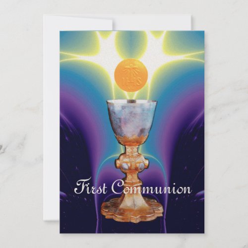 SPIRITUAL LIGHT 1st Holy Communion  Christening Invitation